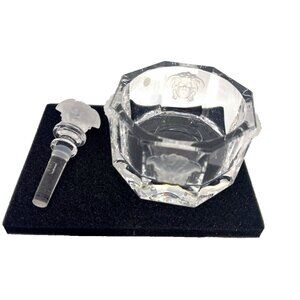 VERSACE Rosenthal Medusa Lumiere Crystal Wine Stopper and Bottle Coaster Set